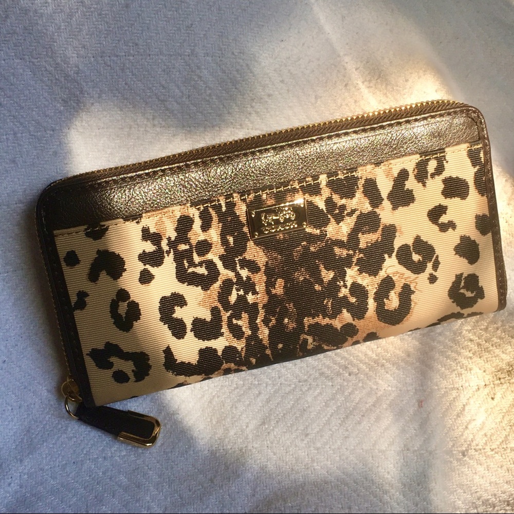 COACH Leopard Print Zip Around Wallet